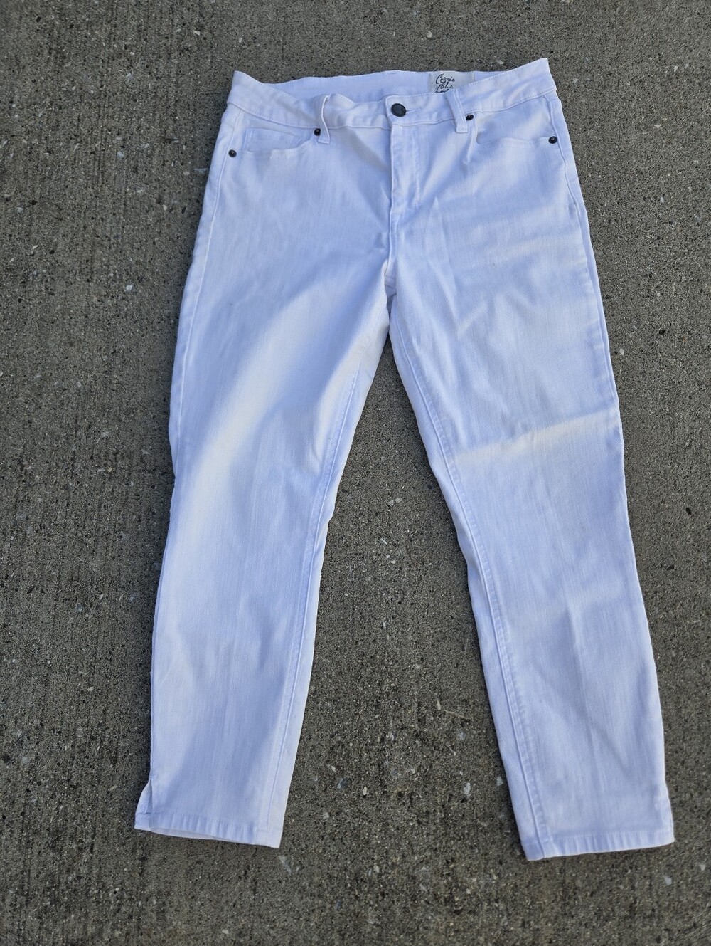 Cosmic Blue Love White Crop Skinny Jeans Size 29